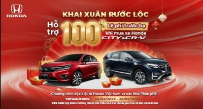 “Khai xuân rước lộc” - Nhận ưu đãi 100% lệ phí trước bạ khi mua Honda CR-V và Honda City