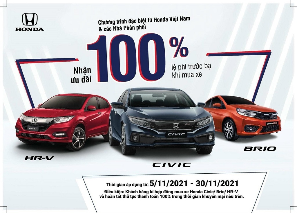 Hỗ trợ 100% lệ phí trước bạ cho khách hàng mua xe Honda Ôtô - Civic, HR-V, Brio - Ảnh 1